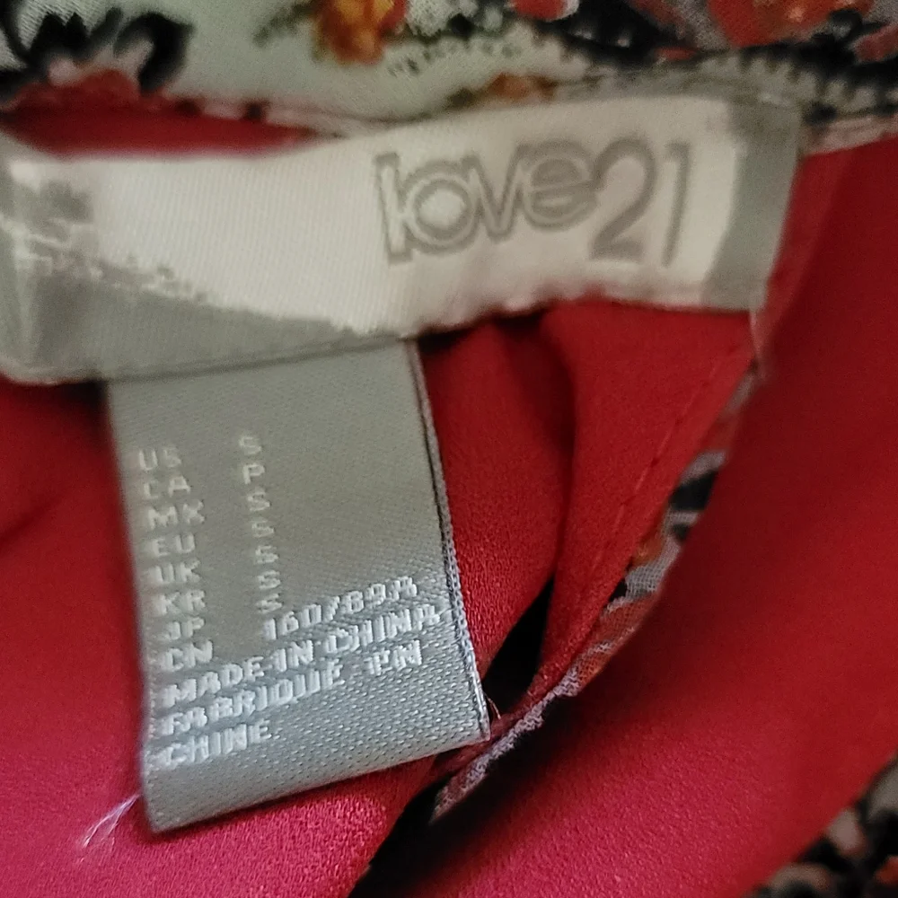 Love 21 Halter Dress Sz S Orange Gray & Cream W 24 P2P 16 L 19 - Picture 4 of 5